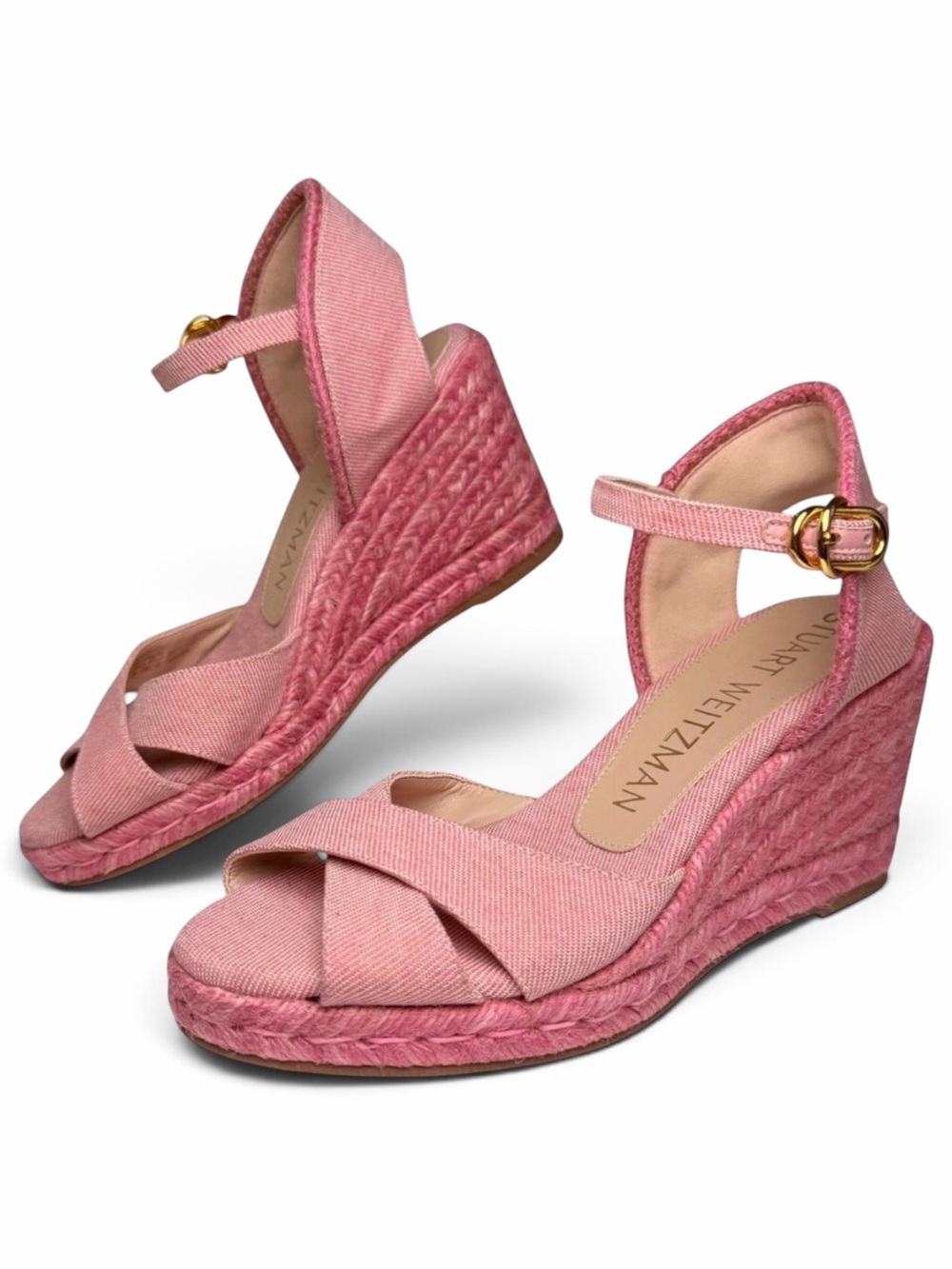 Stuart Weitzman Mirela II Pink Espadrille Wedges 5.5